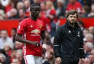MANCHESTER, ENGLAND - APRIL 30:  Eric Bailly of Manchester United looks dejected as he is forced off injured during the Premier League match between Manchester United and Swansea City at Old Trafford on April 30, 2017 in Manchester, England.  (Photo by Jan Kruger/Getty Images)